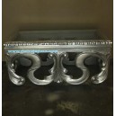  French furniture Coffee Table with silver leaf painted color.